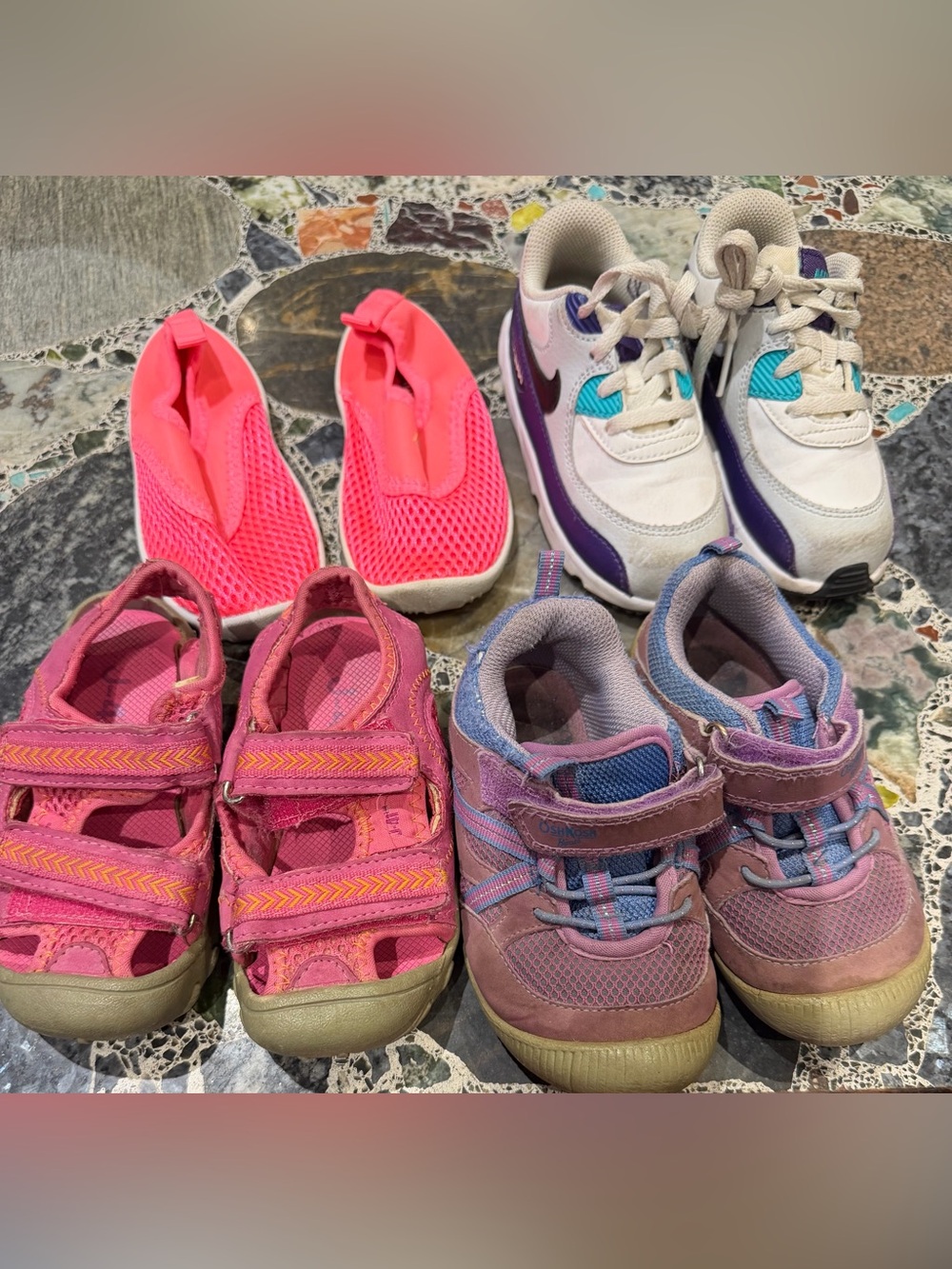 4 Kids Pink and Purple Mixed Color Shoe Bundle - Multiple Styles size 7/8